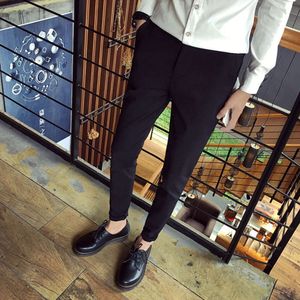 Herfstbroek, Koreaanse versie voor heren, trendy casual broek voor heren, slanke pasvorm kleine been bijgesneden broek, 9-inch pakbroeken, drapeergevoel