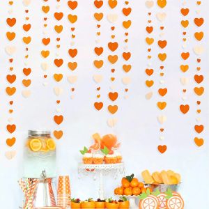 Paper d'automne Heart Garlands Orange Love Streamers suspendues pour l'automne Mariage Bridal Shower Harvest Thanksgiving Party décorations