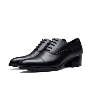 Autumn Patent Leather Comfortabele High High Men's Echte Heel Man Wedding Party Sociale schoenen met 5 cm hoogte 600