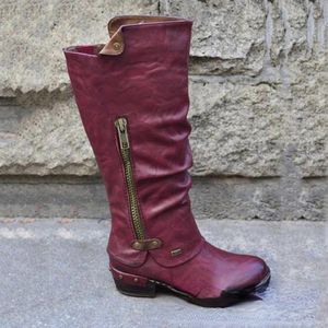 Botas Otoño Mujer Plus Invierno Tamaño Cremallera aumentada Antideslizante Resistente Clásico Al aire libre Simple Todo fósforo Moda Casual 14342 71320