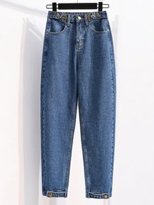 Automne grande taille jean pour femmes taille haute boutons mode coréenne grande taille femmes Denim pantalon pantalon 240318