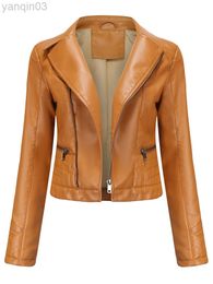 Autumn PU lederen jassen en jassen dames klassieke Moto Biker Streetwear Jacket Lady Basic Coat Plus Size Short Outerwear L220801