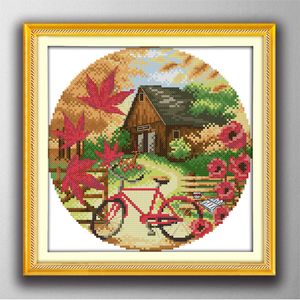 Herfst Landschap Handgemaakte Cross Stitch Craft Tools Borduurwerk Handwerken Sets Geteld Afdrukken op Canvas DMC 14CT / 11CT