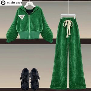 Herfst Slanke Corduroy Jasje Met Lange Mouwen Casual Broek Tweedelige Elegante Vrouwen Broek Set Volledige Outfit 240105