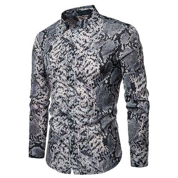 Chemise à manches longues pour hommes, motif peau de serpent, bonne qualité, smoking, coupe cintrée, noël 206U, automne