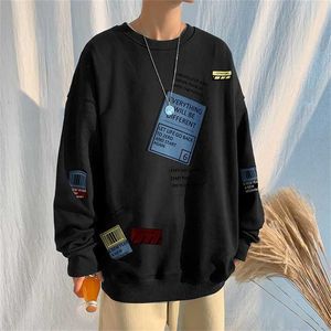 Herfst Lente Hoodies Sweatshirt Voor Mannen Zwart Losse Hip Hop Punk Trui Streetwear Casual Mode Kleding OVERSize 5XL 220107