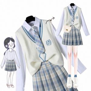 Herfst Lente Japanse Zachte Meisje Borduren Jk Uniform Vest Rok Meisje Student Britse Trui Gebreide Vest Princ Tea Party F0v0 #