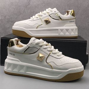 Herfst Lente Gevulkaniseerd Platform Mode Witte Lederen Schoenen Casual Sneakers Heren Chaussure Homme