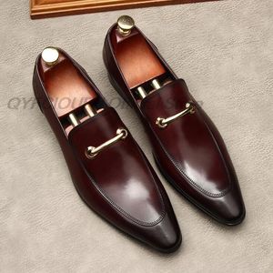 Automne été Style hommes mocassins pour mariage fête danse noir bordeaux en cuir véritable sans lacet hommes robe chaussure décontracté affaires