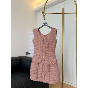 Herfst zomer damesjurk roze roze dikke bloem gebreide mini -jurk nieuwe 2024 elegante vrouwen modeontwerpers kleding dames donkergroene midi jurken 7698