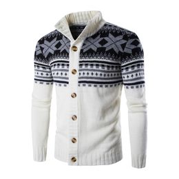 Pulls pour hommes Automne Pull Manteau Noël Simple-Breasted Collier à manches longues à manches longues en tricot Cardigan Motif Bouton Mode masculine