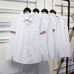 Herfst TB Shirt Classic Red White Blue Striped S Formal Dress Unisex Fashion Heren Merk S Geknoopt