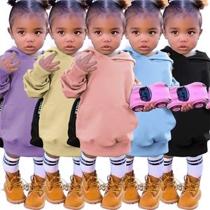 Herfst tienermeisjes jurk peuter kinderen hoodies sweatshirts pullover big pocket jurken babykleding 20220907 e3