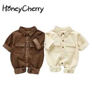 Automne Trésor Frock Casual One Piece Costume Corduroy Romper Baby Boy Vêtements d'hiver 210309