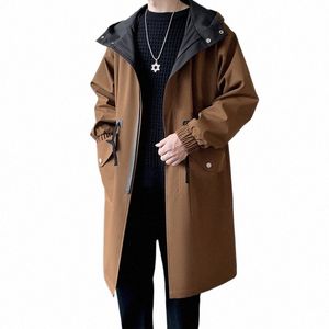 Herfst Trenchcoat Mannen Windjack Capuchon Jassen Harajuku Pocket Overjas Mannen Kleding Bovenkleding Fi Streetwear v3G9 #