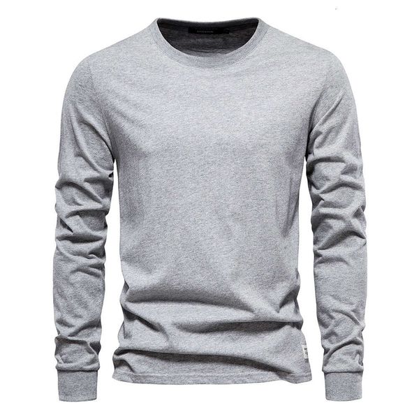 Automne à manches longues nouvelle taille européenne hommes couleur unie haut à manches longues haute rue hommes Style Hong Kong sous-couche pur coton T-shirt