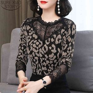 Automne Vintage noir à manches longues dentelle chemises haut pour femme coréen grande taille 4XL Blouse Blusas 11431 210417