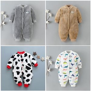 Herfst warme kleding winter baby rompers jongen meisje pure kleur romper baby flanel zachte fleece jumpsuit 621