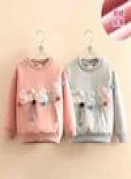 Automne Warm Fashion 2 3 410 ans à manches longues Ball Ball Pearl Hoodies Kids Baby Girls Plus Velet Sweatshirts Winter 2107014701862