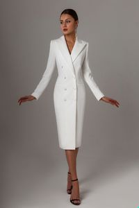 Tenue d'automne blanche à Double boutonnage pour femme, veste longue, costumes pour dames, vêtements de soirée pour invités de bal, sur mesure