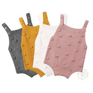 Herfst Winter 0-18M Leuke Born Baby Rompertjes Gebreide Soft Jumpsuit Mouwloze Overalls Speelpak SunSuit Kostuums 210515