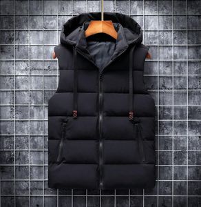 Heren Vesten Herfst Winter 2021 Vest Mannen Casual Vest Mouwloze Jassen Woih Hooded Warm Mens Bodywarmer Down Voor 6XL