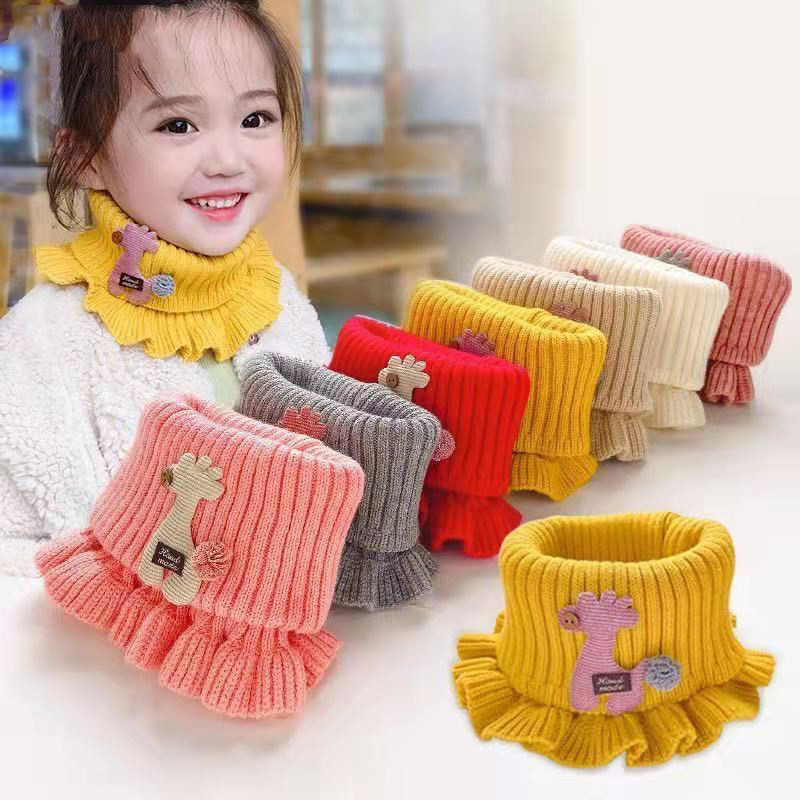 Autumn Winter 2022 children's scarf cartoon knit bib baby knitted scarf