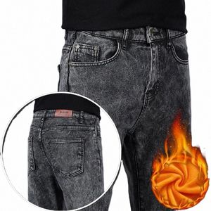 Automne / Hiver 2022 Nouveau coréen Streetwear luxe hommes doux effilé jean déchiré design chaud polaire gris cowboy brosse pantalon a7vn #