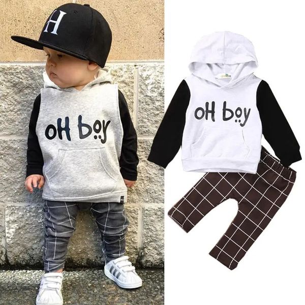 Automne hiver 2pcs enfant en bas âge né enfants bébé garçon vêtements ensemble sweats à capuche chemise à manches longues pantalons leggings 2pcs tenues 0-4T 240122