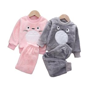 Herbst Winter Baby Junge Mädchen Warme Pyjamas Sets Casual Weiche Flanell Fleece Kinder Anzug Kleidung Cartoon Bär Kinder Nachtwäsche 1 5Y 220715