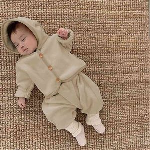 Automne hiver bébé garçons et filles mode chaud polaire costume manteau + pantalon infantile fille vêtements 210528