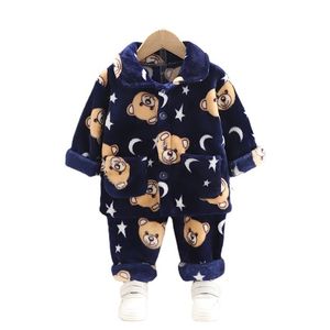 Herfst winter baby cartoon kleding kinderen jongen meisjes mode pyjama broek 2pcs / sets peuter kleding kinderen katoenen trainingspak 211224