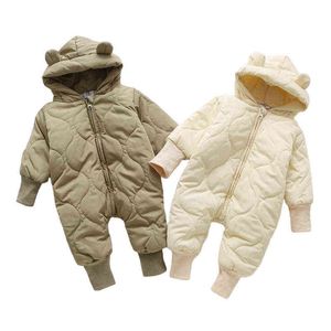 Herfst winter babykleding bont voering peuter boy girl rompers beren pak katoen dik fluwelen jumpsuits 3-24m baby warme outfit j220718