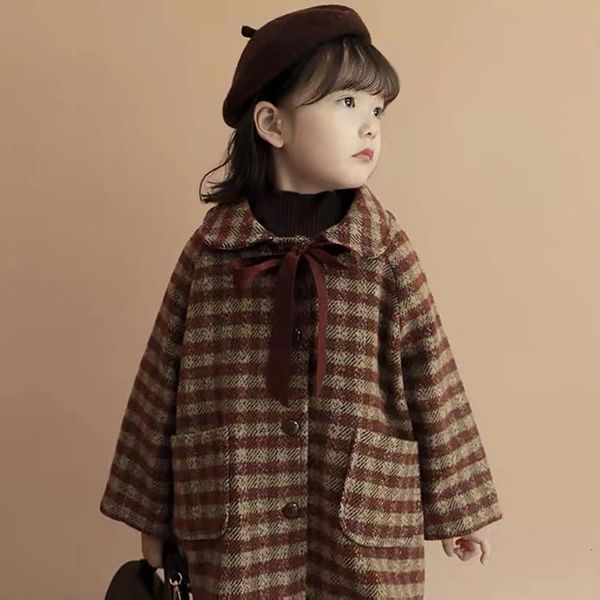 Veste en laine pour bébé fille, manteau chaud, coupe-vent à la mode, avec nœud, automne et hiver, 240108