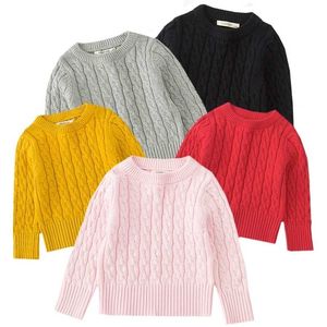 Automne hiver bébé filles pull pulls doux coton garçons tricoté couleur bonbon enfants pull côtelé vêtements pour enfants 211201