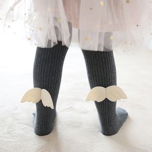Automne hiver bébé filles pur coton tricoté ailes d'ange pantynoses enfants décontracté all-match bas enfants leggings 210508