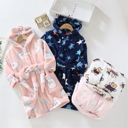 Herfst winter baby kinderen pyjama's slaapkleding gewaad flanel warme badjas voor meisjes jongens pyjama's 4-12 jaar tieners kinderkap jurk 20220927 e3