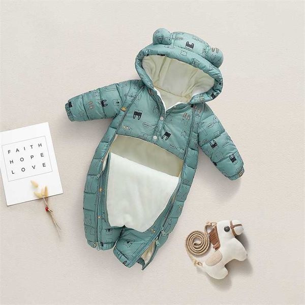 Automne Hiver Bébé Barboteuse Fille Coton Salopette À Capuche Pour Garçons Infant Jumpsuit Enfants Vêtements born 211011