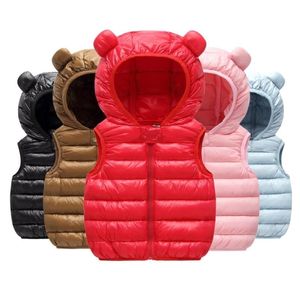 Automne hiver bébé gilet vers le bas à capuche dessin animé garçon fille garder au chaud taille enfant veste sans manches enfants 0-6 ans 211203