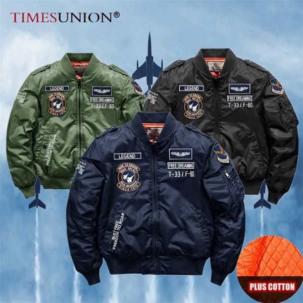 Otoño Invierno Bomber Jacket Men's Air Force MA 1 Tanque Bordado Uniforme de béisbol militar Abrigo de gran tamaño Herramientas 211214