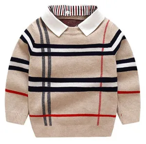 Autumn Winter Boys Cardigan trui gebreide gestreepte trui peuter kinderen lange mouw pullover kinderen mode sweaters kleding