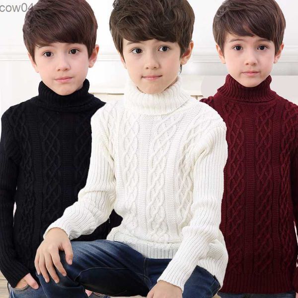 Ropa de otoño e invierno para niños, suéter para niñas adolescentes, suéter de cuello alto a la moda para niños, jerséis para niños, prendas de vestir, ropa de punto para niños L230625