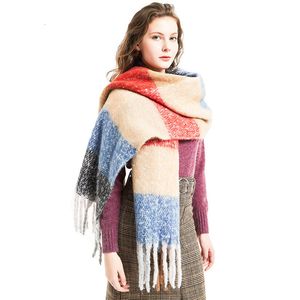 Otoño Invierno trenza borla envoltura bufandas chales contraste color bufandas pañuelo para mujer accesorios de moda regalo drop ship