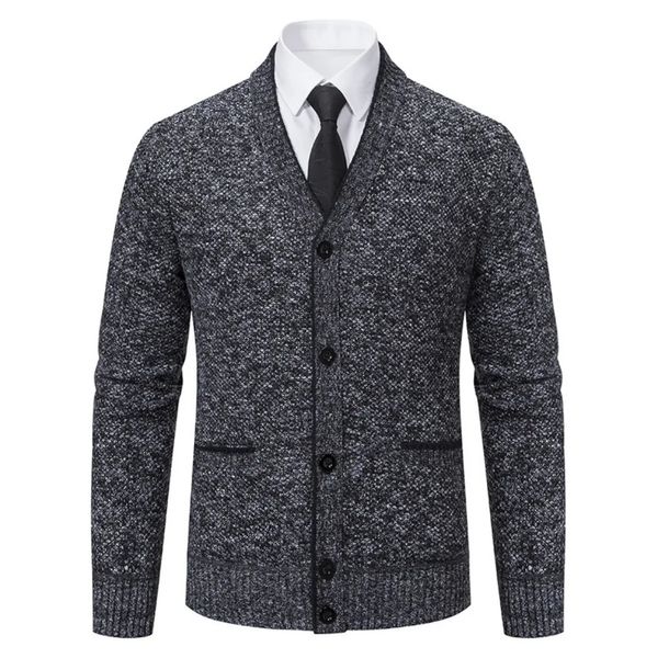 Automne hiver marque mode tricoté pull hommes Cardigan noir coréen manteaux décontractés veste hommes vêtements 240130