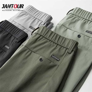 Automne hiver pantalons décontractés hommes coton coupe ajustée épais mode gris ArmyGreen noir confortable pantalon mâle marque vêtements 220108