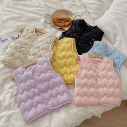 Outono inverno crianças meninos meninas colete quente sólido algodão acolchoado coletes bebê 16y engrossar outerwear para crianças 231220