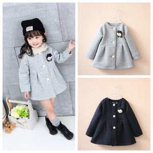 Automne hiver enfants vestes bébé petit pingouin simple boutonnage enfant manteau fille survêtement vestes pour filles arc fille vêtements