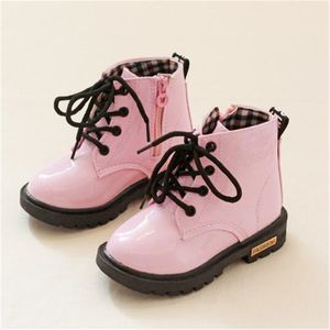 Herfst winterkinderen Martin Boot Patent Leather Boy Girls Snow Boots Peuter Baby Non-Slip Sneakers Kids Athletic Shoes