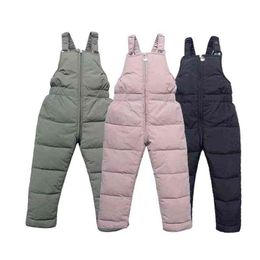 Herfst Winter Kinderkleding Warm Algemeen Baby Girls Boys plus dikke broek Peuter jumpsuit voor 1-5 jaar kinderen Down Rompers J220718