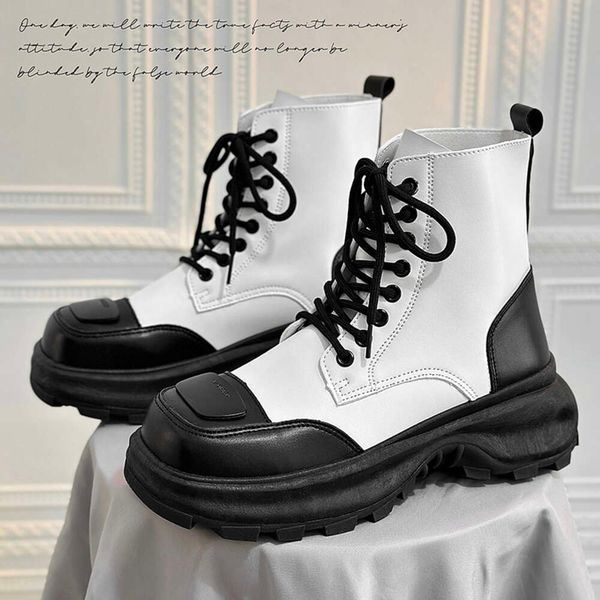 Otoño Invierno Clásico Para Hombre Trabajo Cómodo Plataforma De Cuero Para Blanco Negro Botines Casual Hombres Botas Hombre